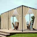 HolidayIdeas Grommet Outdoor Curtains for Patio Waterproof 8 Pcs All Weather Balcony Outside Curtains for Apartments, Gazebo, Pergolas, Porch, 54x95 Inch, Cream