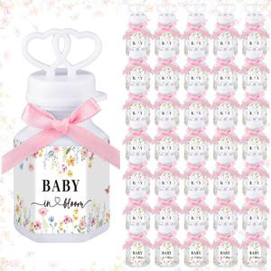 150 Pcs Baby in Bloom Favors Baby Shower Bubbles Bulk with Bubble Solution Mini Bubble Gifts Mini Heart Wand for Birthday Gifts Goodie Bag Stuffers Party Favors