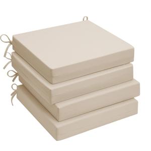 UNIKOME Outdoor Chair Cushions Pack of 4, Water Resistant Patio Cushions with Ties, High Density Sponge Filling Square Corner Seat Cushions for Outdoor Furniture, 18.5"*16"*3", Beige