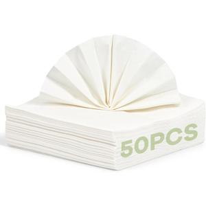 White Disposable Napkins - 50 Count Napkins - 13"x13", 2-Ply Dinner Napkins - Soft for Kitchen, Party