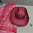 Pink Disco Cowgirl Hat with Bandana,Glitter Rhinestone Disco Ball Cowboy Hat for Women Men Costume Cosplay