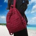 Burgundy Red Canvas Backpack for Women Retro Aesthetic Rucksack Basic Backpack for High School/College Students Travel Laptop Bag