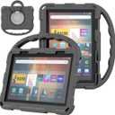 Fire HD 8 Tablet Case for Kids, Amazon Fire HD 8 Case(2024/2022/2020 Release,12th/10th Generation)(Incompatible with iPad and TCL) Rotating 360 Kickstand Lightweight Shockproof Protective Cover(Black)