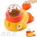Dog Interactive Treat Dispenser, 2026 New Yellow Duck Cat Treat Dispenser with Button, Slow Treat Feeding Dispenser for Small & Large Cats Dogs