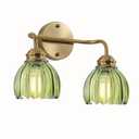 YEPOLI 3 Light Vintage Bathroom Light Fixtures, Gold Bathroom Vanity Light, Brass Finish with GreenTulip Glass Shade, Wall Lighting for Bedroom, Living Room, Hallway,E26 Base
