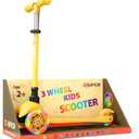 Yellow Mini 3 Wheel Scooter for Kids Lean-to-Steer with LED Light-Up Wheels, Adjustable Handlebar, Wide Anti-Slip Deck, Smooth PU Wheels, Rear Foot Brake Toddler Scooter for Ages 2+