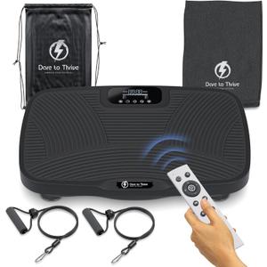 DareToThrive Portable Vibration Plate Exercise Machine - Full Body Vibration Plate Lymphatic Drainage with Resistant Cables - Shake Plate Platform, 240kg Cap Standing Vibration Plates for Weight Loss