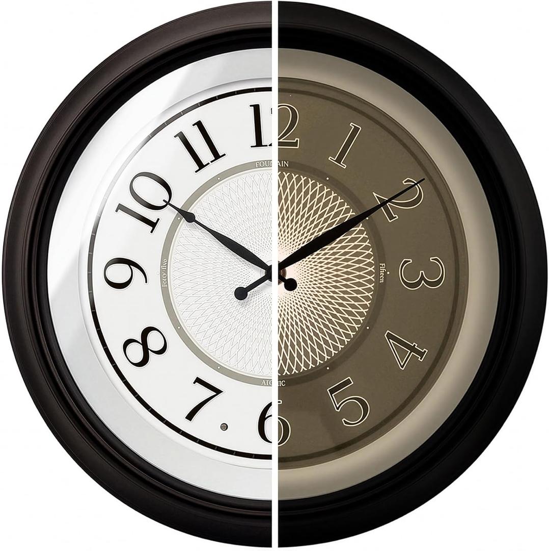 18" Galaxy Large Illuminated Atomic Analog Wall Clock
Battery Operated, Night Light Wall Clock with Smart Sensor, Accurate & Easy to Read for Living Room, Kitchen & Home Office