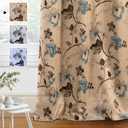 H.VERSAILTEX Blackout Curtains for Bedroom/Living Room Thermal Insulated Printed Curtain Drapes 63 Inches Long Energy Efficient Room Darkening Curtains Pair (2 Panels), Vintage Floral Brown & Blue