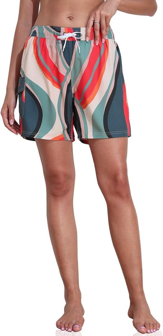 unitop Womens Bathing Boardshorts Swim Shorts Quick Dry with Lining (S)