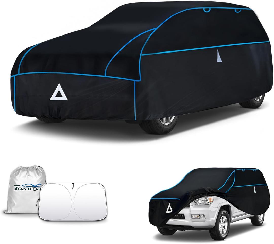 Hail Protector Car Cover for SUV(Length:191-201inch) + Gift Windshield Sunshade, Multi-Layered EVA Hail Proof Car Cover, Padded Car Hail Protector Explorer, Telluride, Palisade, Pilot etc.