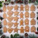 Huwena 36 Pcs Vintage Christmas Ornaments Wooden Christmas Tree Ornaments Wood Cutouts Rustic Farmhouse Tree Decorations for Home Xmas Winter Party (Gingerbread, Brown)