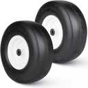 2PCS Flat Free Mower Tire w/Steel Wheel 13x5.00-6 for 36"-46" Deck Lawn Mowers Tractor - Hub 3.25"-5.9" with 3/4" Greased Bushing 135006 T161