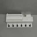 VIS'V Key Holder Wall Mount, Wooden Mail and Key Organizer with Drawer and Shelf, 2 Slots, 6 Hooks, White