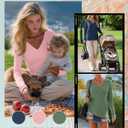 Huukeay 3 Pack Women's Long Sleeve Nursing Tops, Breastfeeding Hidden Zippers Shirts V Neck Maternity Pregnancy Tees Clothes (Size L)