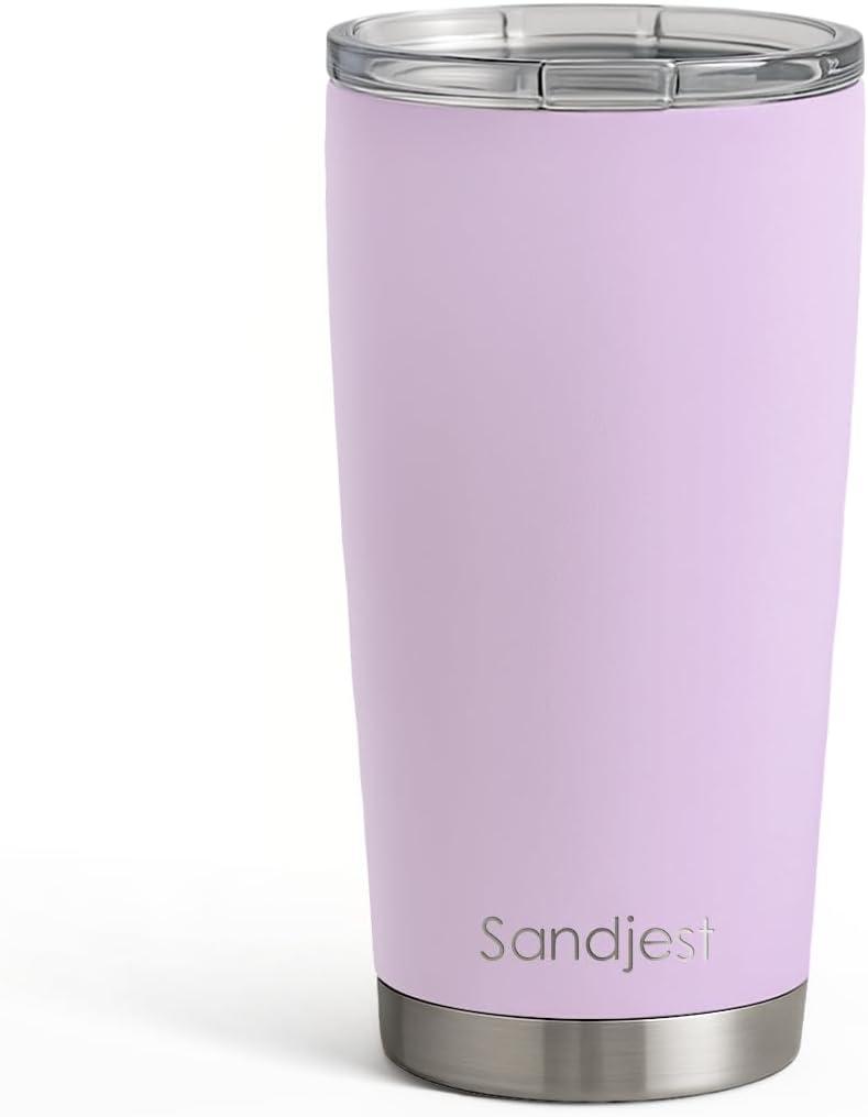 SANDJEST Purple Tumbler 20oz Stainless Steel Double Wall Vacuum Insulated, Travel Coffee Cup, Gifts for Men Women Birthday Christmas