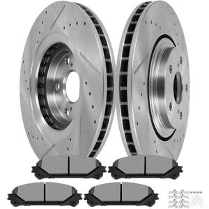 SCITOO Brake Kits For Lexus For NX200t For NX300 For NX300h For RX350 For RX450h,For Toyota For Highlander For Sienna Front Drilled & Slotted Disc Brakes Rotors and Ceramic Brake Pads 31511;D1324, Front 31511 + D1324 [2+4PCS]