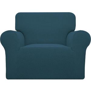 Easy-Going Stretch Chair Sofa Slipcover 1-Piece Couch Sofa Cover Furniture Protector Soft with Elastic Bottom for Kids, Pet. Spandex Jacquard Fabric Small Checks (Chair, Deep Teal)