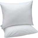 Amazon Basics Down Alternative Bed Pillows and Pillow Protector Case 2-Piece Set, Medium Density, Standard - Pack of 2, White, 26"L x 20"W