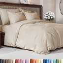 Duvet Cover Queen Size - Extra Soft Queen Size Duvet Cover - Lightweight, Breathable & Cozy - Easy Care & Fade Free with Zipper Closures & Ties - 90" x 90" Inches - (Wheat) Comforter Not Included