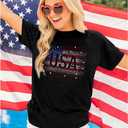 Merica Shirt for Women American Flag Tee Shirts Short Sleeve 4th of July Patriotic Shirts Tops (Black, S)