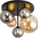 ANYLOVE Modern Chandelier 5-Light Industrial Ceiling Lights Fixture 18" Black Semi Flush Mount Ceiling Light with G9 Base Lights Fixture for Dining Room Bedroom Foyer Hallway Living Room, 18 inches x 14 inches x 14 inches