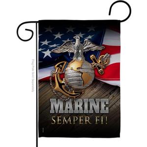 Marine Semper Fi Garden Flag - Armed Forces USMC United State American Military Veteran Retire Official - House Decoration Banner Small Yard Gift Double-Sided Made In USA 13 X 18.5