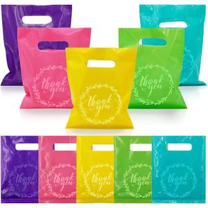 TOSPARTY 100PCS Thank You Merchandise Bags 5 Kinds of Color Colorful Party Gift Bag Candy Cookie Bags for Birthday Party Baby Shower Wedding Christmas Retirements