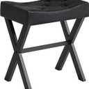 IBUYKE U-Shaped PU Vanity Stool, Square Makeup Chair with X-Leg, Ottoman Seat Footrest Stool, Multi-Use as Small Side Table, for Bedroom, Living Room, Black WBD019B