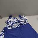 B2prity Tankini Swimsuits for Women Tummy Control Two Piece Modest Bathing Suits Floral Skirt Top with Boyshorts (X-Large, Blue White Leaf)