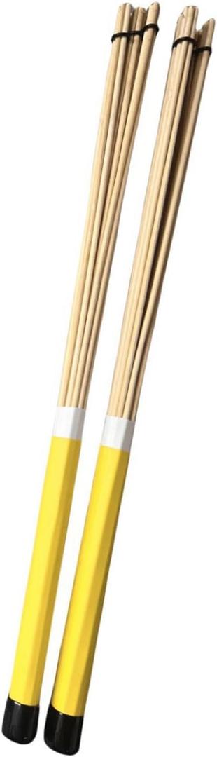 2 Pieces Bamboo Drum Stick Rods Brushes Drum Sticks Smooth Grips 15.94 inch Length for Acoustic Performance Drum Accessories, Yellow