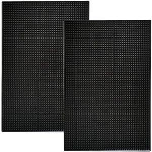 17.7" x 11.8" Rubber Bar Mats, Non-Slip and Anti-Spill Non-Toxic Soft Rubber Mats, Coffee Bars, Bars, Restaurants and Barbers Service Mats, Black, 2Pack