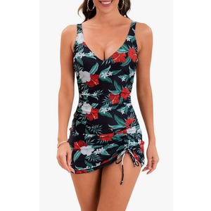B2prity One Piece Swimdress Swimsuits for Women Tummy Control Swim Dresses Skirt V Neck Wrap Bathing Suit Size 48