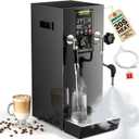 WantJoin Commercial Milk Frother - Multi-functional Milk Steamer Machine Hot Water Dispenser Beverage Heater with LED Display Panel for Latte Cappuccino Coffee Milk Tea Foam Hotel 1800W (Black)