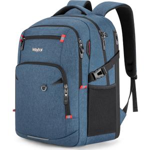 40L Expandable Laptop Backpack, Anti-thief Travel Backpack, Airline Approved Business Waterproof Carry on Luggage, Fits 15.6" Laptop for Men Women (Blue)