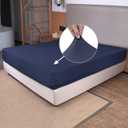 King Size Fitted Sheet Only - 4-Way Stretch Knit, Snug Fit, Wrinkle Free & Stay in Place, No More Slipping Off for Mattress, Soft & Comfortable - Navy Blue, King (King/Short King/Cal King/Olympic Queen)