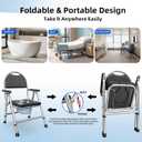 4 in 1 Folding Bedside Commode Chair for Elderly with Arms and Back,Adjustable Height Raised Toilet Seat with Handles,Adults Potty Chair for Seniors,Disabled Holds Up to 350 lbs (PU Soft Seat)