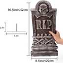 AYOGU 17 Halloween Foam RIP Graveyard Tombstones, 5 Pack Tombstone with 10 Metal Stakes for Halloween Decorations