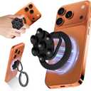 4 in 1 Sticky Phone Grip Holder for Magsafe,Double Sided/Suction Cup Case Mount,Magnetic Phone Stand for iPhone 17/16/15/14/13/12 Pro Max,Vacuum Ring Holder for Kindle/Android/Tiktok Content Creator (Black)