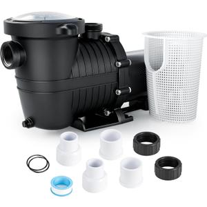 LANCHEZ In/Above Ground Pool Pump, Self Primming (Dual Speed, 2 HP, 6600 GPH, 230V, 1.5" & 2" NPT Adapter, Strainer Basket)