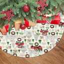 Vintage Red Truck Christmas Tree Skirt 48 Inch Beige Farmhouse Wreath Christmas Tree Skirt Mat Rustic Holiday Decor for New Year Xmas Party Decorations Home Yard Ornaments