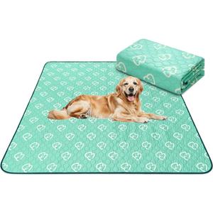 FXW Washable Pee Pads for Dogs, Reusable Dog Pads with Super Absorbent Cotton, 63" x 63", Specifically Designed for 24" 8 Panels Dog Playpen, Square, Green