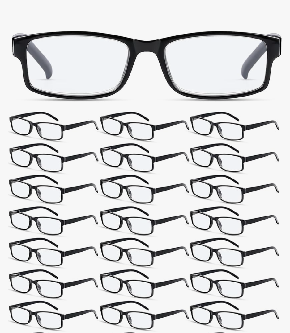21 Pack Reading Glasses Bulk Adjustable Traditional Reading Glasses with Spring Hinge for Men Women