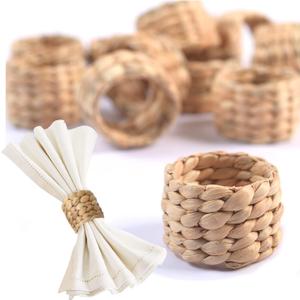 48 Pcs Boho Napkin Rings, Easter Napkin Rings, Servilleteros para Mesas, Bulk Napkins, Water Hyacinth Table Napkins for Christmas Wedding Holidays Dinners Party Supplies Everyday Use