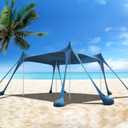 Beach Tent, UPF50+ Protection, 10 x 10ft Camping Sun Shelter with 8 Sandbags, Sand Shovel, Pegs, and Stability Poles-Ideal for Fishing, Backyard Fun & Picnics Shelters (Blue)