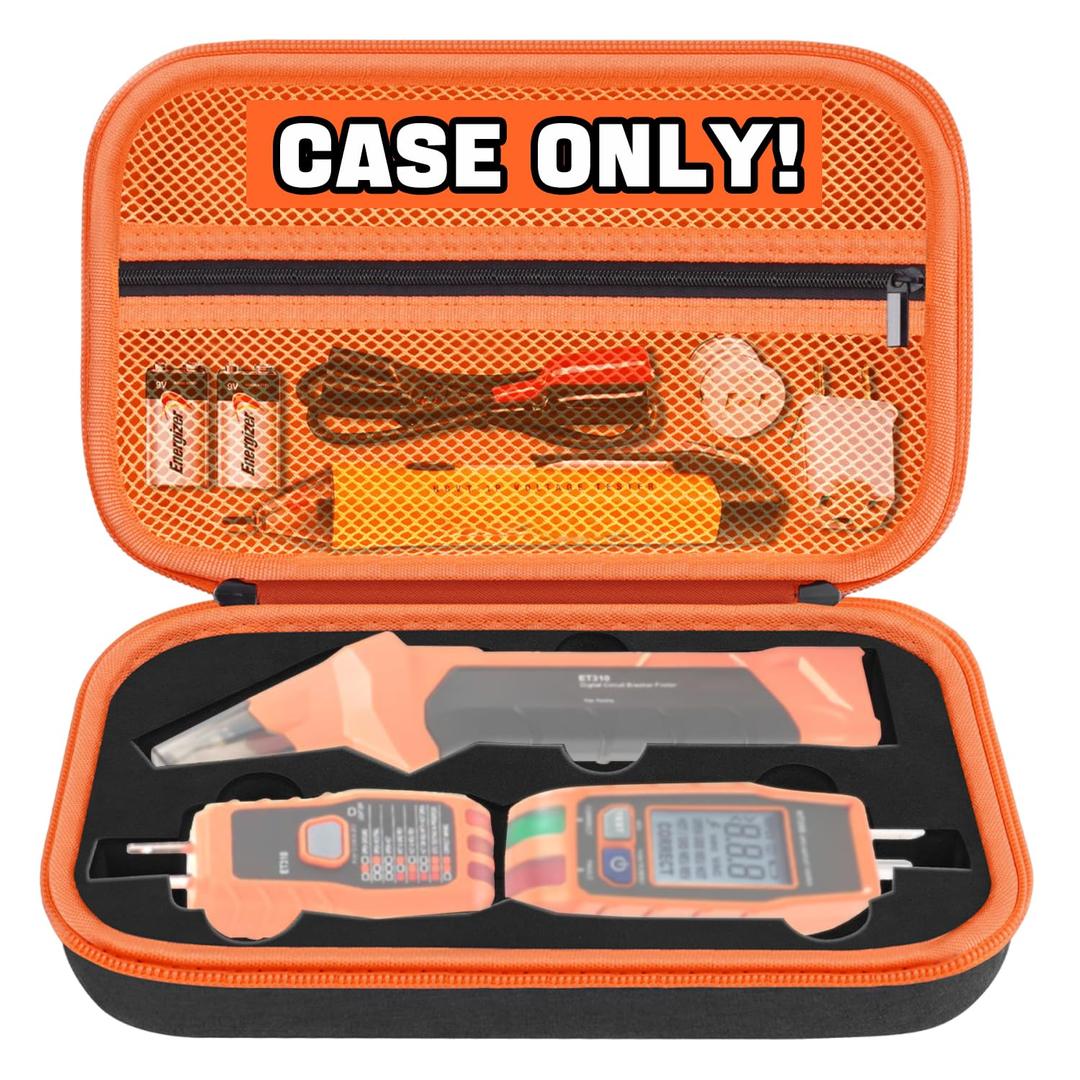 Hard Case for Klein Tools ET310 AC Circuit Breaker Finder Electric Tester & 80041 Outlet Repair Tool Kit & RT250 GFCI Outlet Tester and Accessories Electrical Tools Storage Organizer Bag (Case Only)