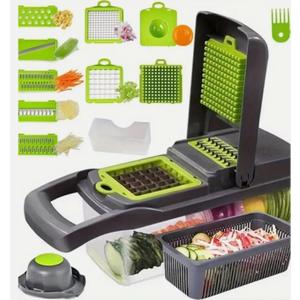 2025 New 18 in 1, Vegetable Chopper, Salad & Onion Slicer, Picador de Verduras y Vegetales, Vegetable Slicer, Potato Slicer & Onion chopper, Chopper Vegetable Cutter (Gray_Green)