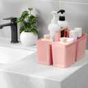 rejomiik Portable Shower Caddy Basket Plastic Cleaning Caddy Organizer Storage Tote with Handle for Bathroom, College, Dorm Room Essentials, Pink