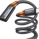 AINOPE USB C Extension Cable, 20Gbps/USB3.2 Fast Transfer USB Type C Extender 1240W Charging Compatible with iPhone 16 pro max/PSVR2/USB C Hub/MacBook Air M2 Pro/iPad/Magsafe Charger,6.6FT,Black