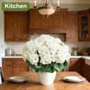 Artificial Geraniums Flowers for Outdoors, 4 Bundles Fake Silk Flowers, UV Resistant, White, for Home Gardens Planter Patio Balcony Table Spring Decor